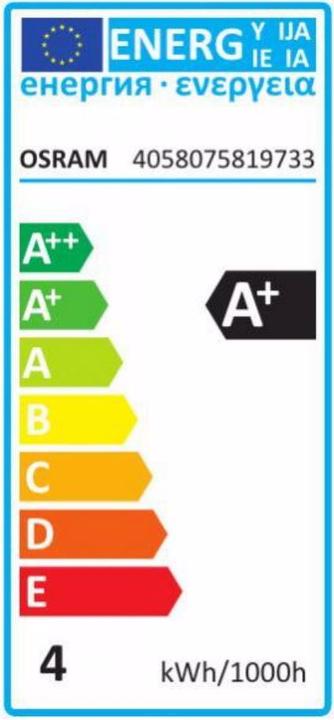 Energie-Label Osram Led Base Classic P (E14, 4 W, 470 lm, 3 x, E)