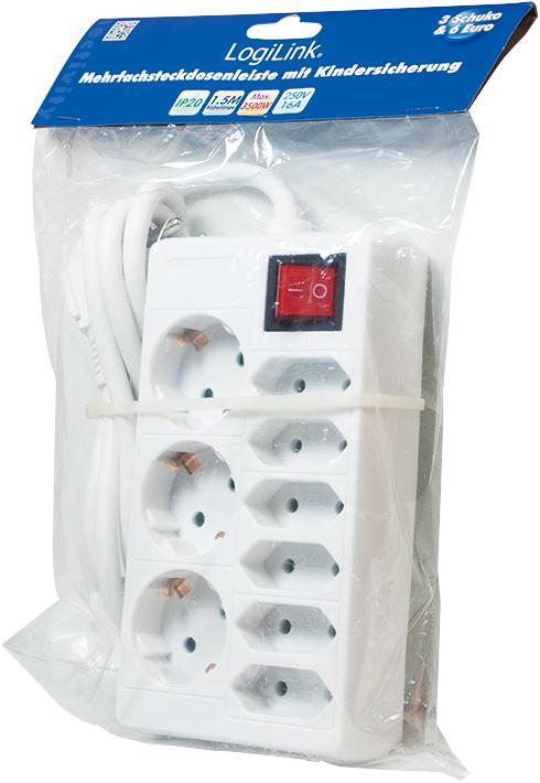 Actual product image LogiLink Socket strip (9x, CEE 7/3, 1.50 m)