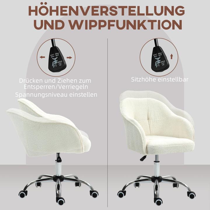 Produktbild Homcom Bürostuhl Polyester, Kunstleder Cremeweiss