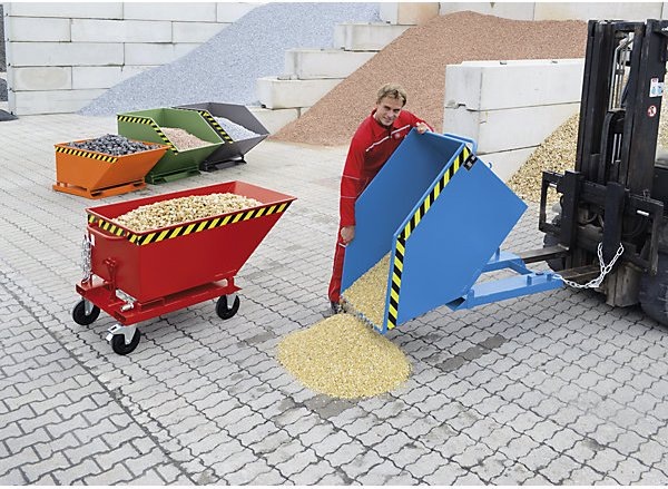 Image du produit eurokraft pro Benne basculante à mécanisme rabattable, forme basse, capacité 0,4 m³, gris noir (400 l)
