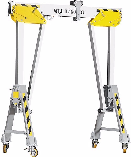 Planeta Gru a portale in alluminio RLPK, altezza d'ingombro 2477 - 3877 mm, larghezza
