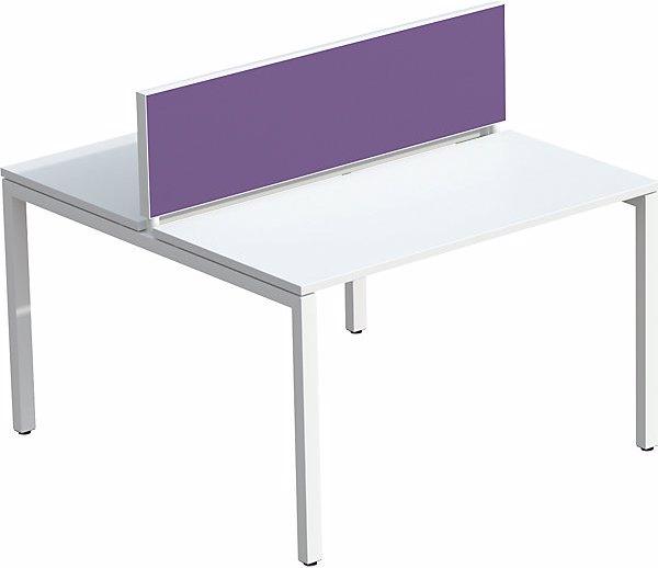 Actual product image Paperflow Table partition for team desks, width 1200 mm, purple cover.