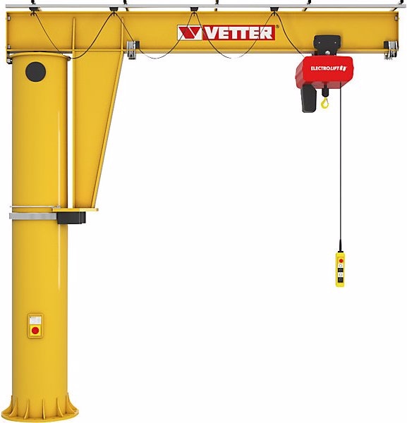 Actual product image Vetter MEISTER M post mounted jib crane, with HF electric chain hoist, max. load 500