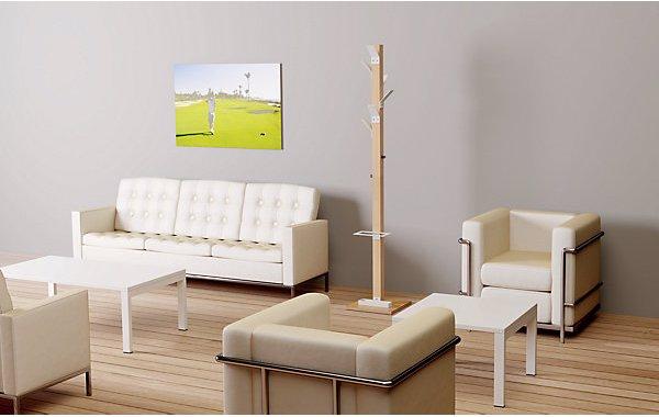 Actual product image Paperflow Coat stand, solid wood, with umbrella stand and drip tray, blue head.