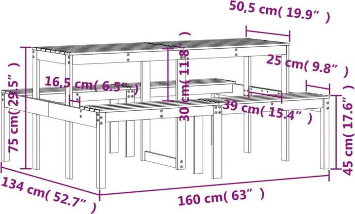 Immagine prodotto VidaXL Tavolo da picnic in abete Douglas (134 cm)