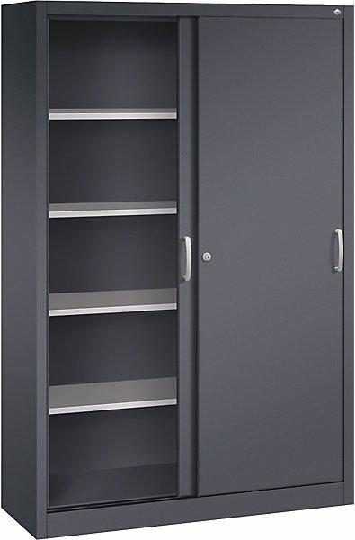 Produktbild C+P ACURADO Schiebetürenschrank, 4 Fachböden, HxBxT 1950x1200x400 mm, schwarzgrau (120 x 40 x 195 cm)