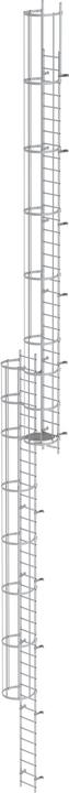 Actual product image Munk Multi-leveled fixed ladder with back protection (construction) Aluminium anodised 19.12m (Multi-purpose ladder, 1912 cm)