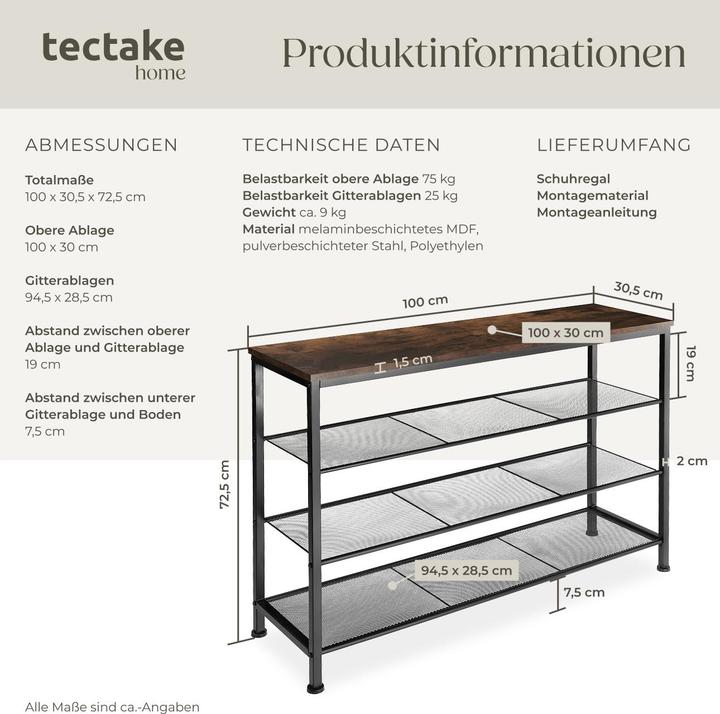 Produktbild tectake Rafael (30.50 x 100 x 72.50 cm)
