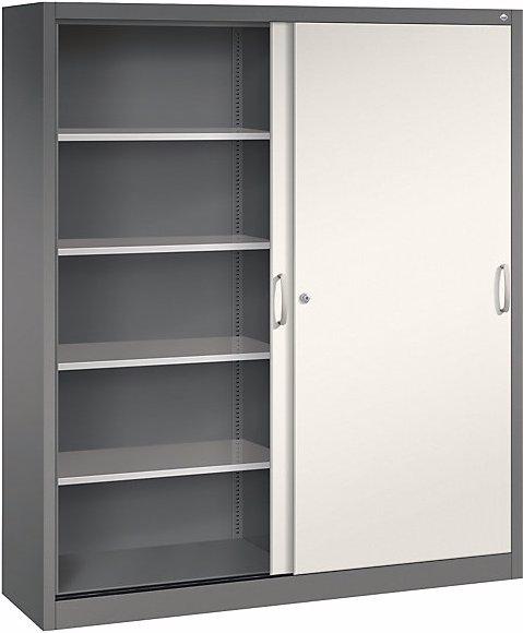 Produktbild C+P ACURADO Schiebetürenschrank, 8 FB, HxBxT 1950x1600x400 mm, vulkangrau / perlweiss (160 x 40 x 195 cm)