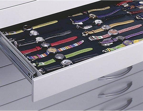Produktbild C+P Zeichnungsschrank, DIN A0, 8 Schubladen, Höhe 760 mm, schwarzgrau / verkehrsweiss