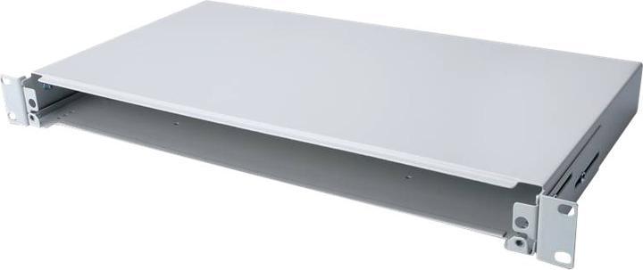 Produktbild Digitus Glasfaser-Spleissbox ausziehbar 1HE inkl. PG 16-Verschraubung und Montagematerial grau RAL 7035