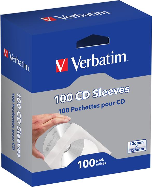 Produktbild Verbatim CD/DVD Papierhüllen mit Sichtfenster (100x)