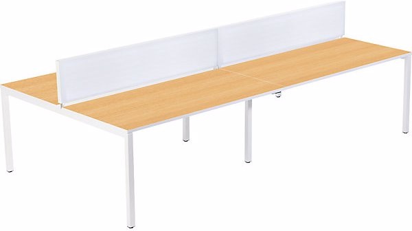 Produktbild Paperflow 4er-Teamschreibtisch, Breite 1600 / 3200 mm, Tiefe 800 / 1660 mm, weiss / Buche