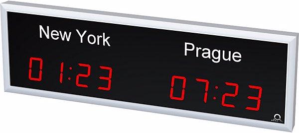 Produktbild Bürk LED-Weltzeituhr, 2 Zeitzonen, Anordnung horizontal