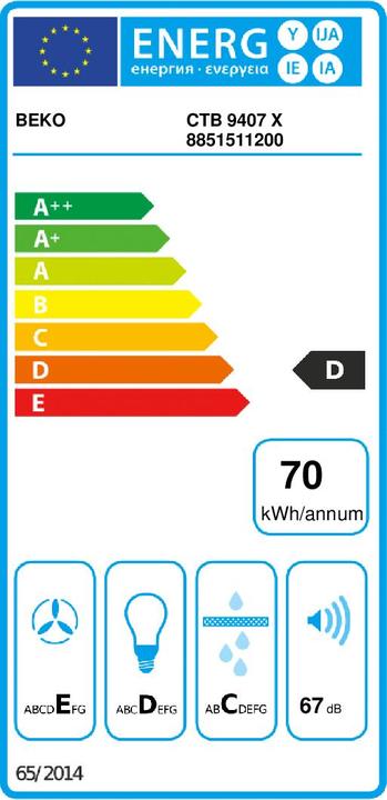 Energie-Label Beko CTB 9407 X (Unterbauhaube)