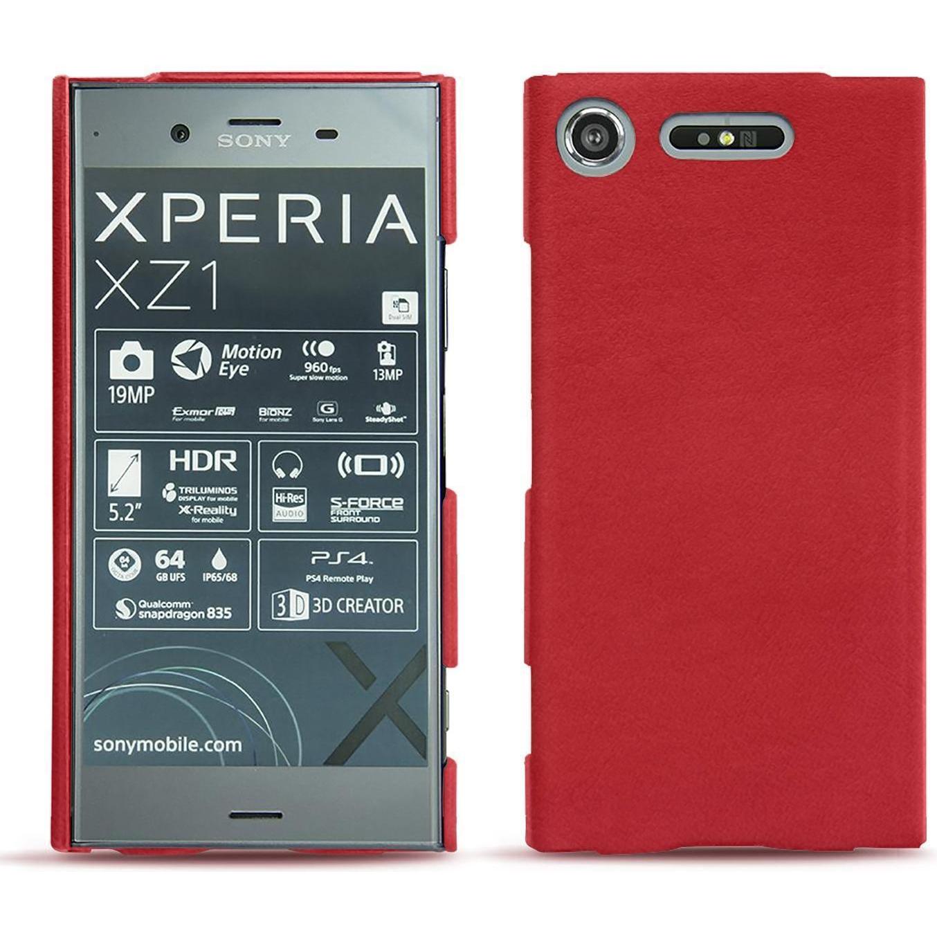 Noreve Lederschutzhülle (Sony Xperia XZ1), Smartphone Hülle, Rot