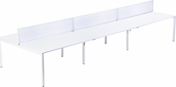 Actual product image Paperflow Desk for teams of six, width 1200 / 3600 mm, depth 800 / 1660 mm, white.
