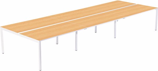 Actual product image Paperflow Desk for teams of six, width 1600 / 4800 mm, depth 800 / 1660 mm, white / beech.