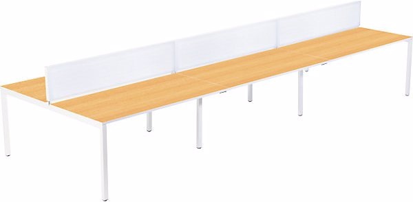 Actual product image Paperflow Desk for teams of six, width 1600 / 4800 mm, depth 800 / 1660 mm, white / beech.