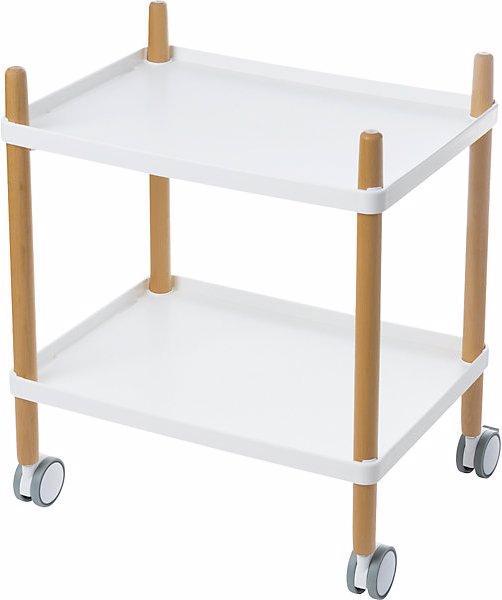 Produktbild Paperflow Rollwagen mit 2 Böden, Gestell aus Massivholz, weiss