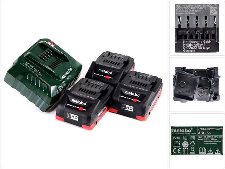 Actual product image Metabo Basic set 3 X LIHD 4.0 AH (18 V)