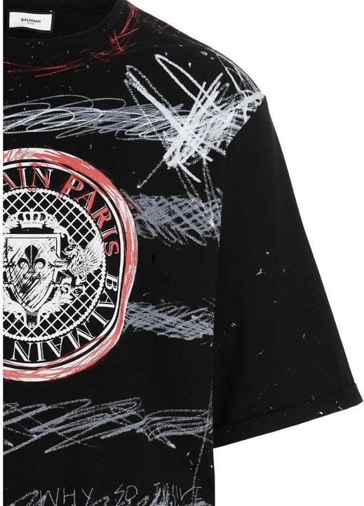 Actual product image Balmain Mens Paris Graffiti Logo T-Shirt (L)