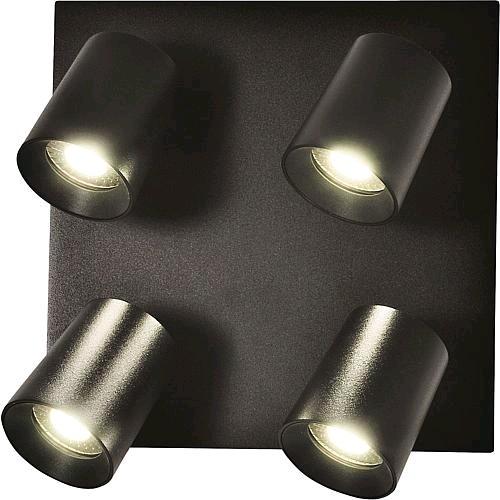 Fabas Luce, Wandleuchte + Deckenleuchte, 345184101Strahler Modo schwarz 4flg (GU10)