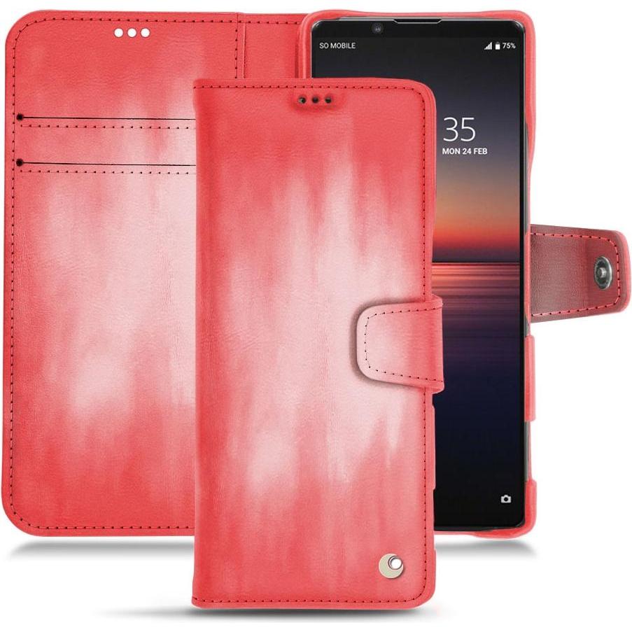 Noreve Lederschutzhülle Wallet (Sony Xperia 1 II), Smartphone Hülle, Rosa
