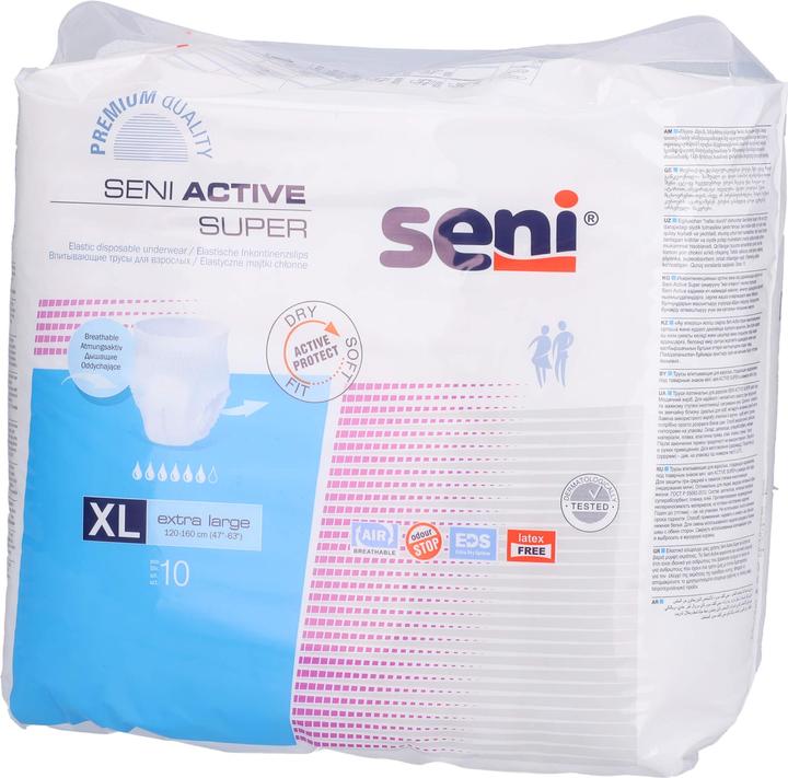 Produktbild Seni Active Super Pants Einweghosen atmungsaktiv Hüftumfang 120-160cm 6 Tropfen (10 x, Large plus)