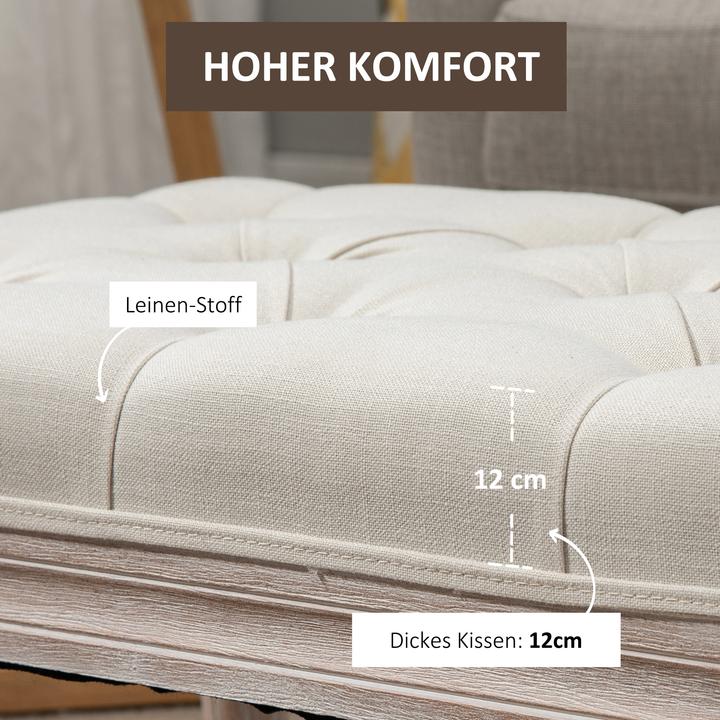 Produktbild Homcom Sitzhocker Polyester, Gummiholz Cremeweiss (40 cm)