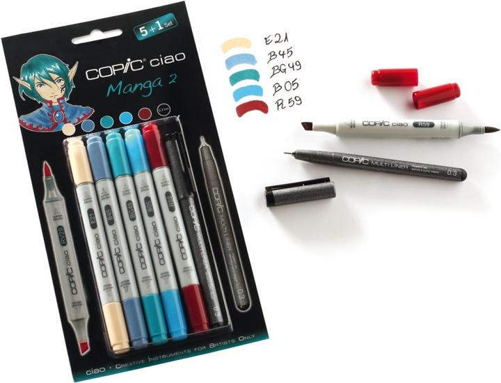 Actual product image Copic Ciao Manga 2 (Multicolor, 3 mm, 6 x)