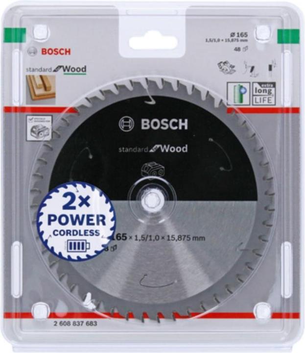 Productafbeelding Bosch Professional Zubehör Cirkelzaagblad Standaard voor hout, 165x1,5/1x15,875, 48 tanden