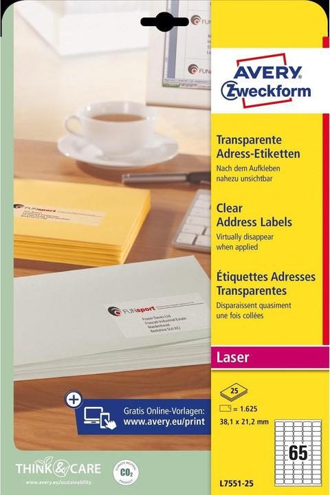 Actual product image Avery Transparent address labels