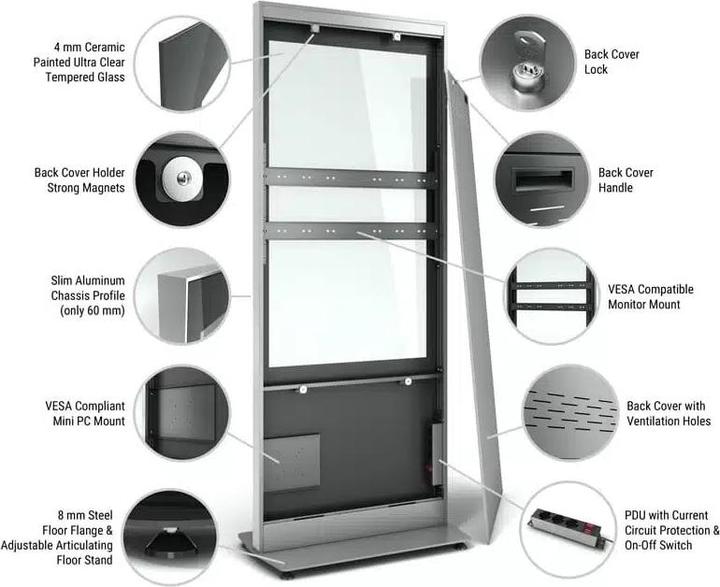 Actual product image DSS Indoor stele portrait, 49" screen, 4mm glass