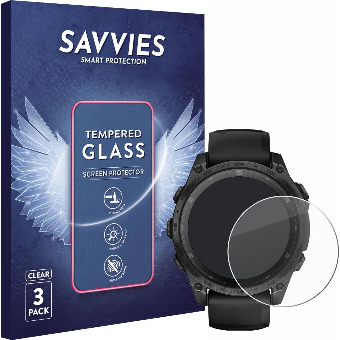 Savvies Panzerglas Displayschutz 9H Schutzglas Glas Klar Transparent, Smartwatch Schutzfolie, Transparent
