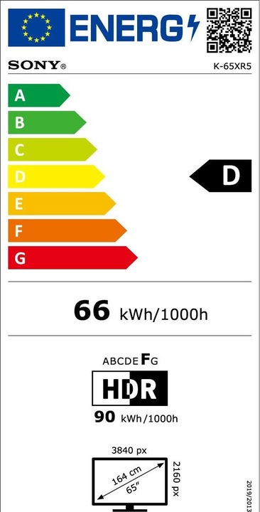 Energie-Label Sony K-65XR5 (65", Bravia 5, Mini-LED, 4K, 2025)