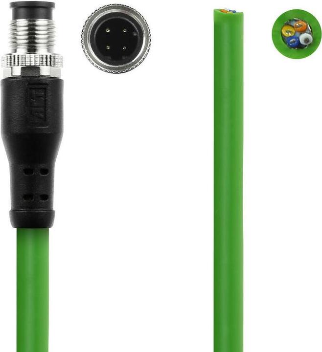 Produktbild ACT Industrial 1.50 meters Sensor cable M12D 4-pin male to open end, Superflex Xtreme TPE cable, shielde