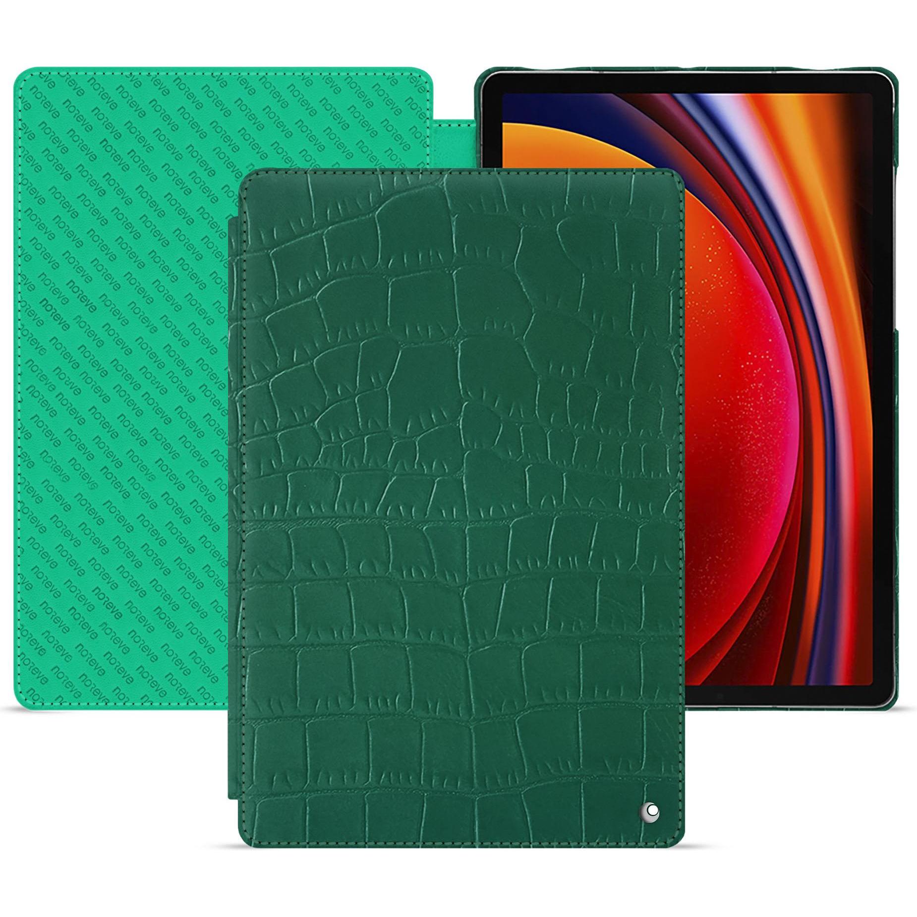 Noreve Lederschutzhülle horizontal (Galaxy Tab S9), Tablet Hülle, Grün