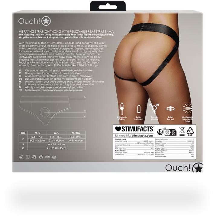 Image du produit Ouch! Vibrating Strap-on Thong - Removable Straps - M/L (L, M)