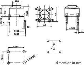 Produktbild Velleman Tactile Switch 6 X 6mm Height 4.3mm