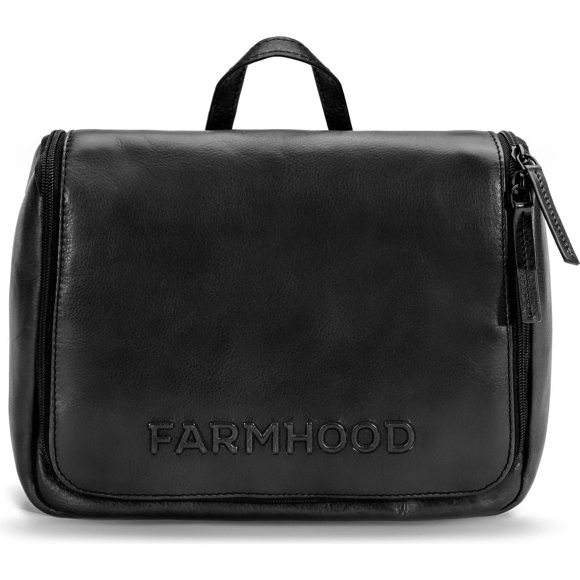 Farmhood, Necessaire, Memphis Kulturbeutel Leder 27 cm, Schwarz, (6 l)