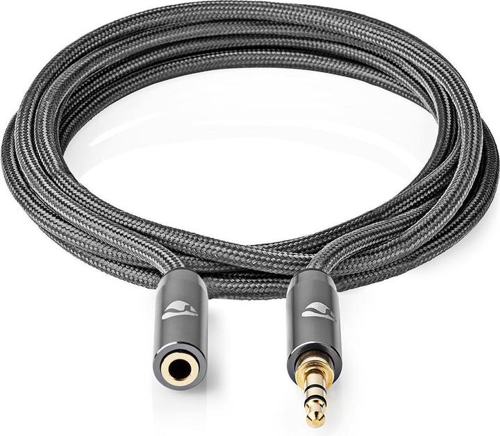 Immagine prodotto Nedis Cavo audio stereo 3,5 mm maschio 3,5 mm femmina placcato oro 2,00 m rotondo grigio / grigio canna (2 m)