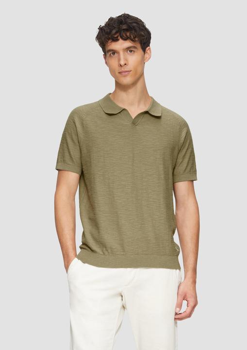 Produktbild S.Oliver Strickpullover Gestricktes Poloshirt mit Flammgarnstruktur (XXL)