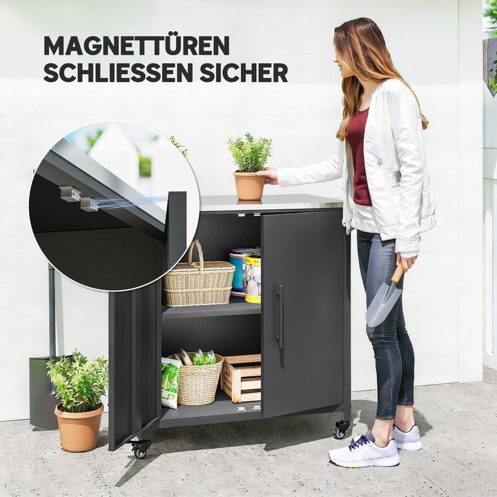 Produktbild Outsunny Gartenschrank Metall, Edelstahl Schwarz