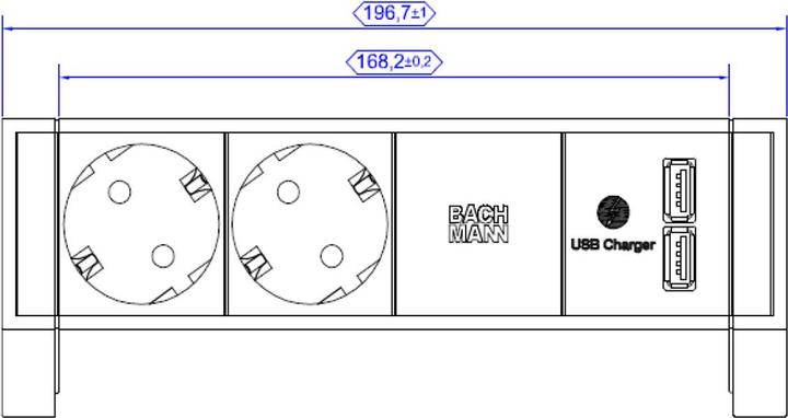 Actual product image Bachmann DESK2 2x earthing contact 1x USB charger white (4 x, CEE 7/3)