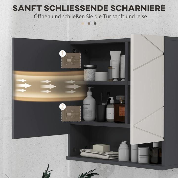 Produktbild Kleankin Spiegelschrank Spanplatte, Glas Grau (55 x 17 x 55 cm)