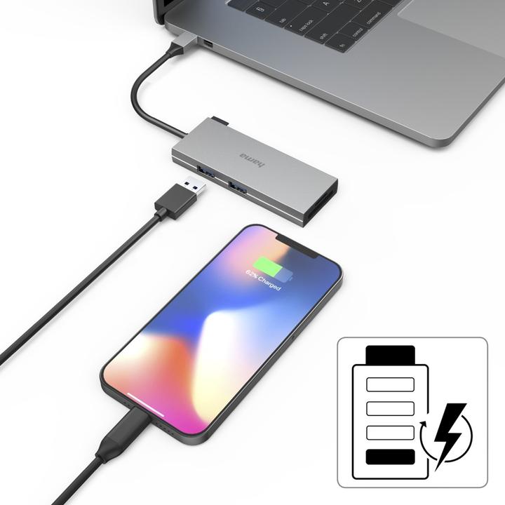 Actual product image Hama USB-C-Multiport Adapter (USB-C, 6 Ports)