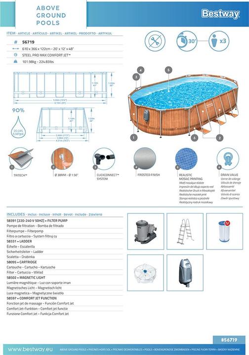 Actual product image Bestway Pool Power Steel Comfort Jet Series Set 610 x 366 x 122 cm