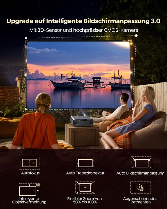 Actual product image WiMiUS P62 Pro Smart Beamer mit Netflix & Dolby Audio, 4K Unterstützung (4K, 1100 lm)