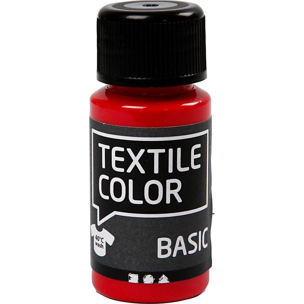 Creativ Company, Künstlerfarbe + Bastelfarbe, Textilfarbe Halbdeckende Textilfarbe – Primärrot, 50 ml (Primärrot, 50 ml)